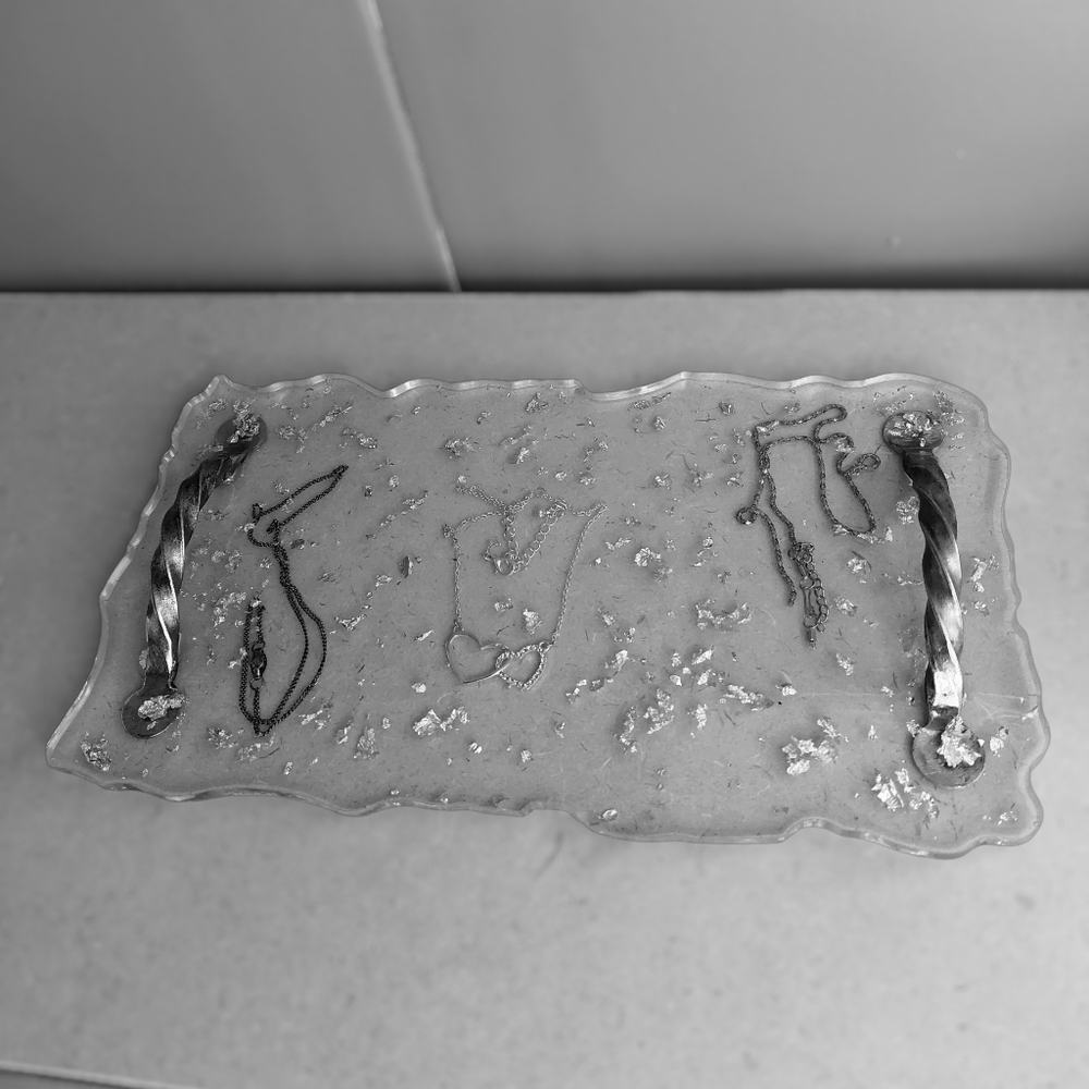 Handcrafted tray with silver Accent